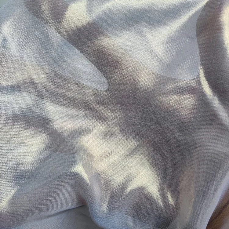 Wholesale Satin Shinny Liquid 100 Polyester Crystal Laser Pleated Metallic Foil Coated Silk chiffon Fabric