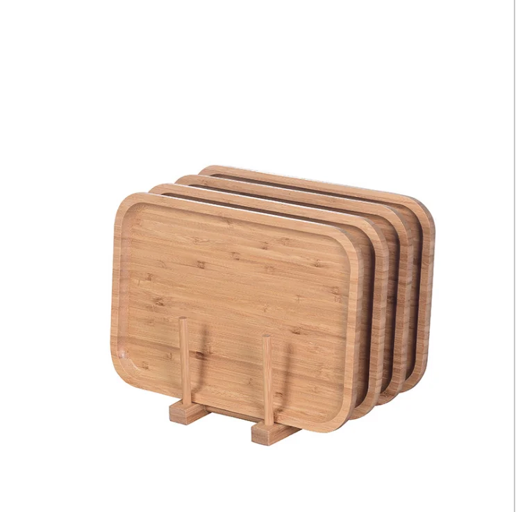 Bamboo Serving Tray Plates Breakfast Dish Wooden Food Tray For Home Restaurant Bamboo Snack Plate