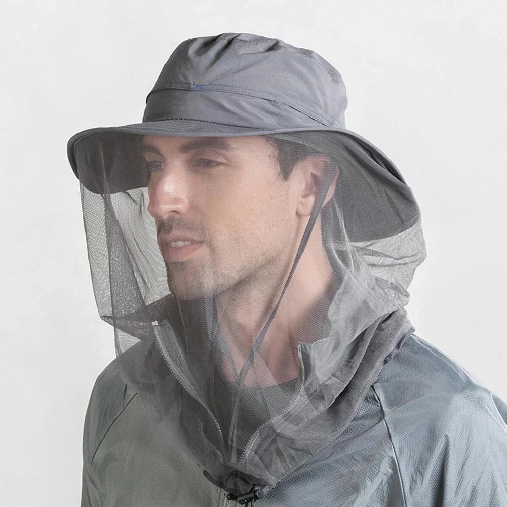 Outdoor Women Men Anti Bug Bee Mosquito Hat Head Net Sun Protection Bucket Cap Fishing Hat  Mosquito Hat Head Net Sun Protection