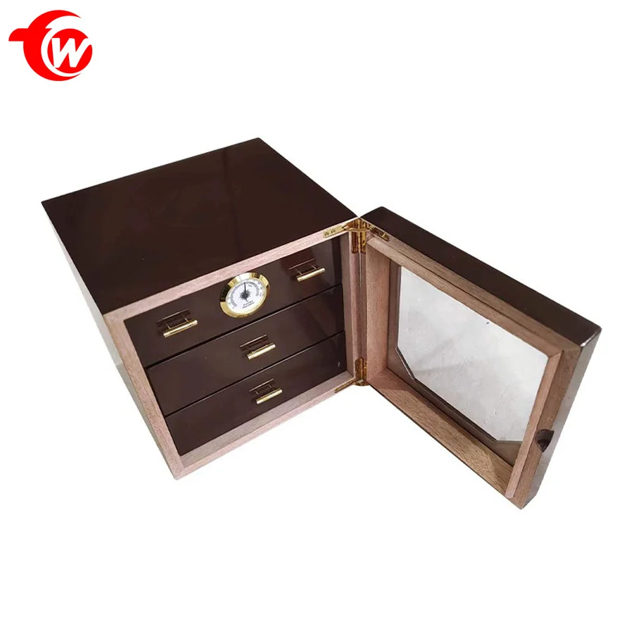 Cedar wood Wholesale High-end Cigar Cabinet Wooden Marbling Design Cigars Humidors Cabinet Box