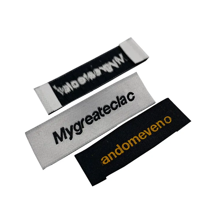 
Garment Accessories Fashion Custom Brand Name 100% Polyester Machine Woven Wash Care Labels And Neck Tags 