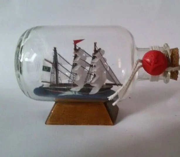 Marine Glass bottles,Bottle ships (11x5.6x6.8cm) Ship in bottle, Glass floats