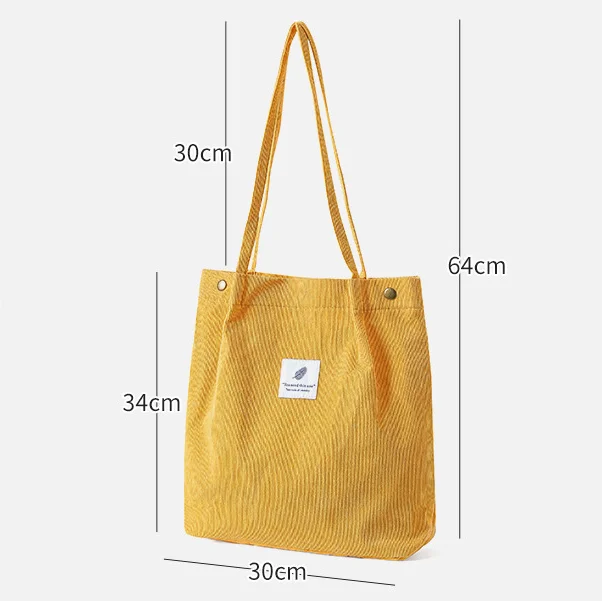 RU New Canvas Shoulder Corduroy Tote Bags Fashion Reusable Lady Underarm Shoulder Bags Eco-friendly Canvas Shoulder Tote Bags