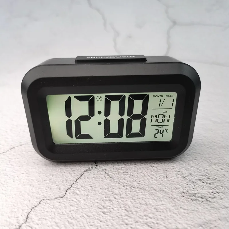 Mini electronic clock simple clock children cute and light clock candy color LED with thermometer