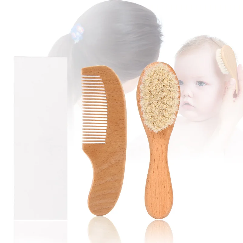 Customized Logo Organic Wooden Top Quality Beech Wood And Goat Soft Hair Brush 100% Natural Baby Hair Brush