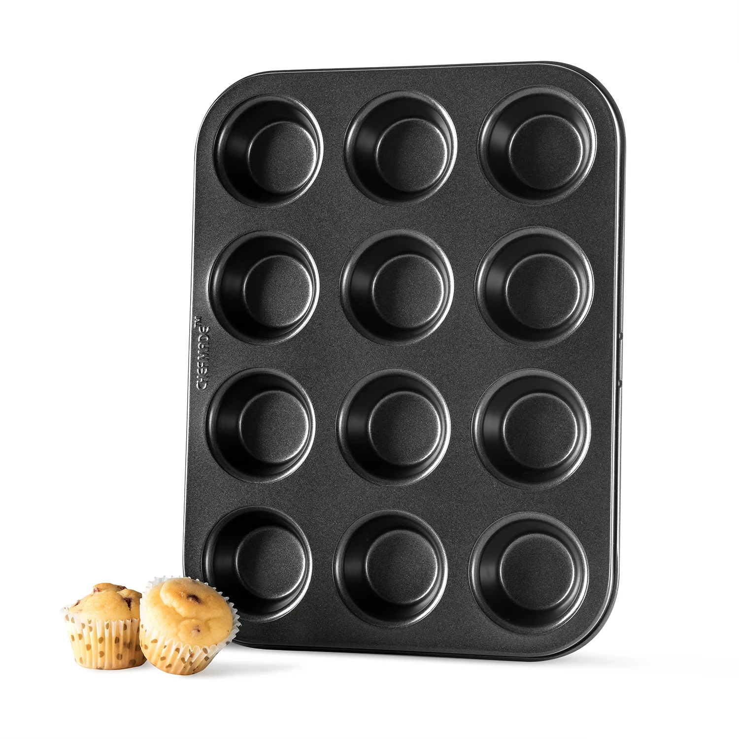 CHEFMADE Bakeware Non-stick Heavy Duty Carbon Steel Baking 12 Cups Muffin Cupcake Pan for Cakes