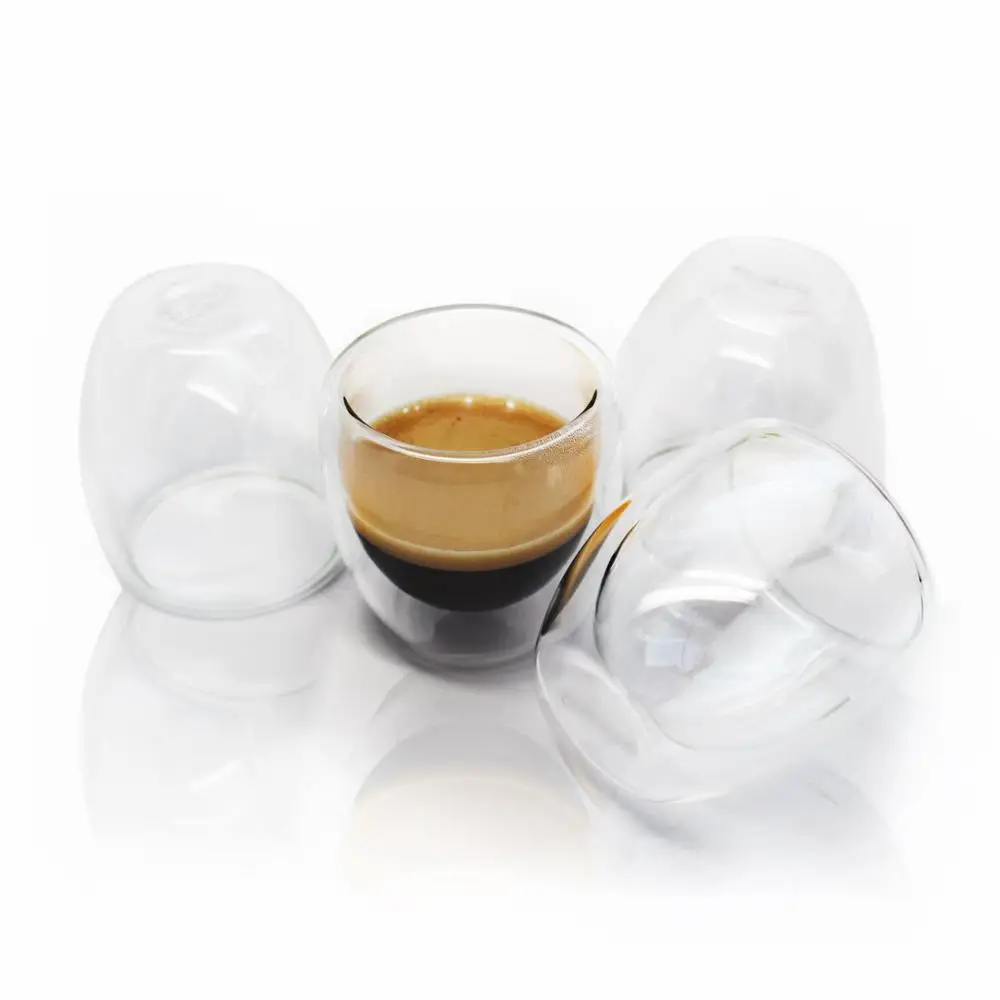 80ml high borosilicate double wall glass coffee cup