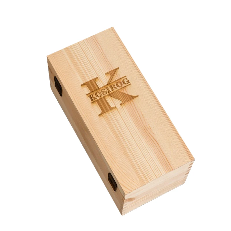 hot sale pine wood wine storage solid wood natural color custom logo flip lid wine wooden box