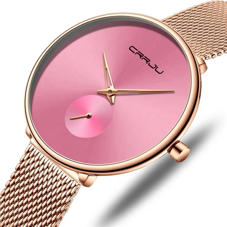 Fashion CRRJU 2165 Waterproof Alloy Case Mineral Glass Classic Quartz Lady Watch Luxury Brand Elegant Wrist Watch For Women