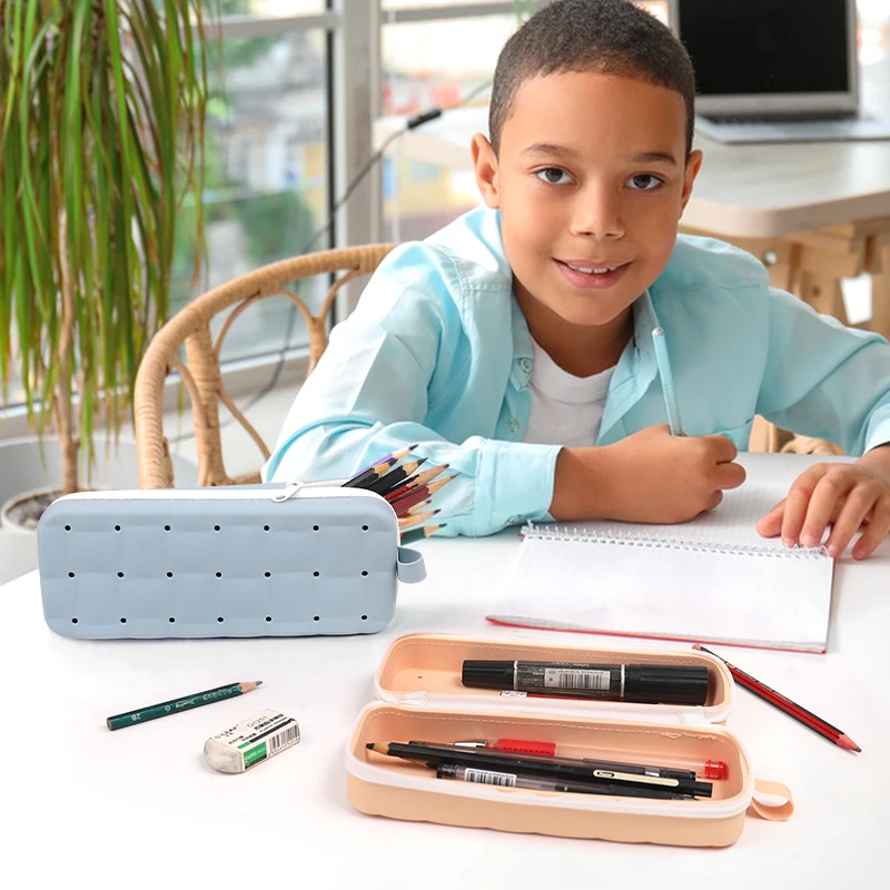 New Design DIY Candy Hole Silicone Pencil Case for School Silicone Pencil Pouch