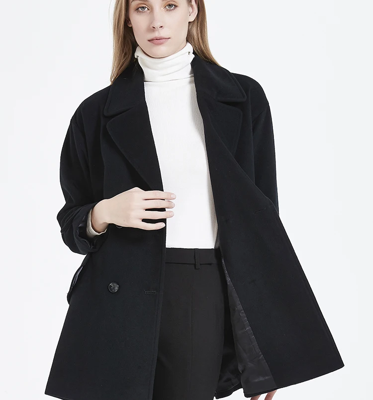 Europe America fashion long coats women wool cashmere blend coat double breasted