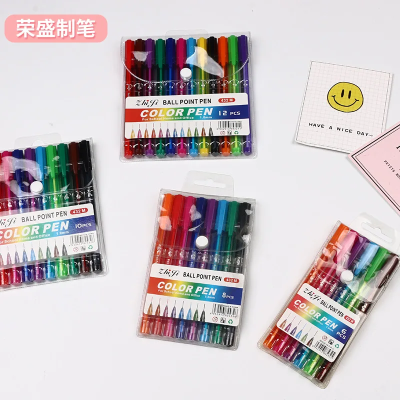 Factory wholesale Simple color spray glue color triangle rod ballpoint pen