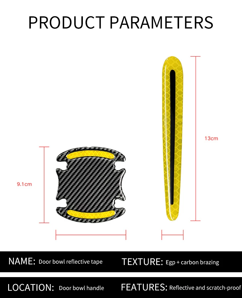 Hot Sell Universal Car Door Handle Bowl Scratch Sticker Protector Cover Carbon Fiber Reflective Stickers