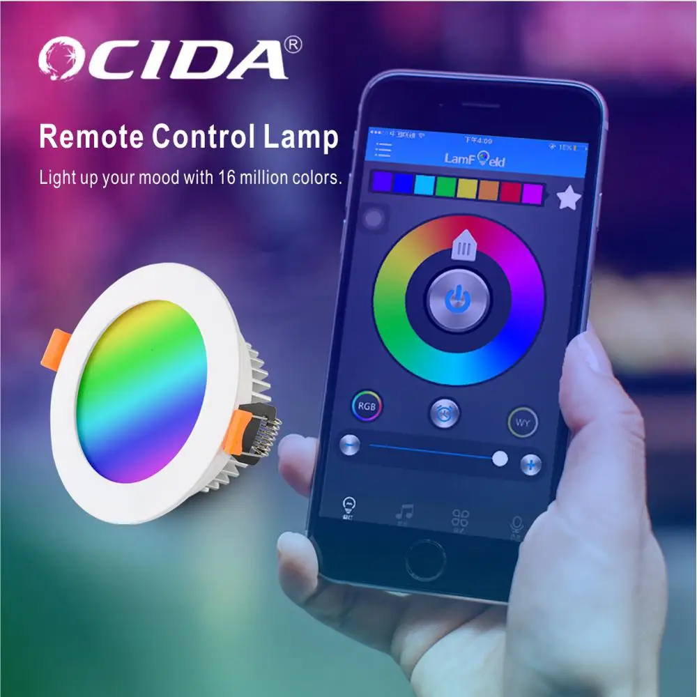 Светодиодный rgb-светильник для умного дома, дистанционное управление через Wi-Fi, 5 Вт, 7 Вт, 9 Вт, 12 Вт, изменение цвета