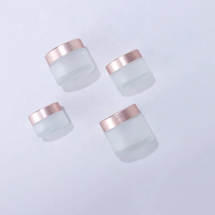 Portable frosted 5G 10G 15G 20G 25G 30G 50G 60G 100G cream glass jars for bright or matte rose gold cover