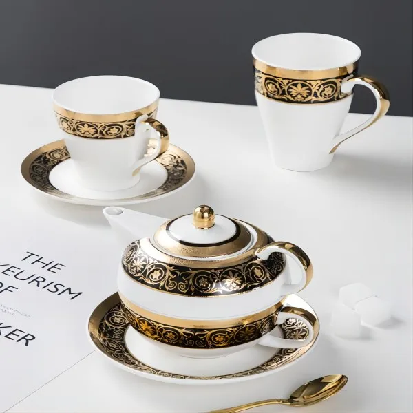 PITO Royal Ceramic Bone China Tea Pot Set Pakistan Teapot Coffee Set of Coffee Cups Tea Cup Set Luxury