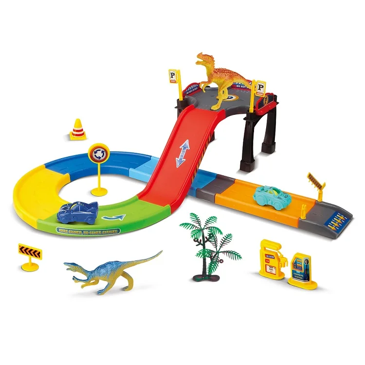 DIY assemble track parking lot toy suit dinosaur tree track car parking toy for kids
