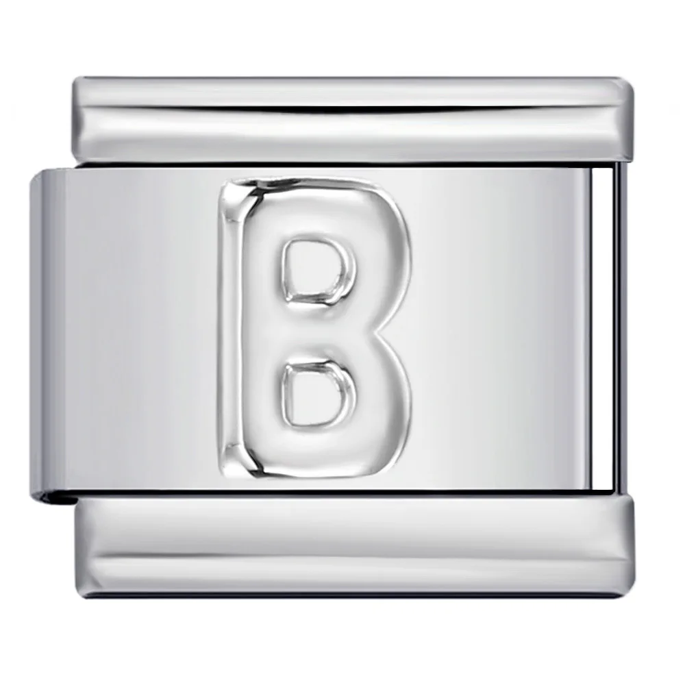 New Design Fashion High Quality Sliver Color 26 English Letters A-Z DIY Stainless Steel Bracelet Anklet Necklace Italian Charms