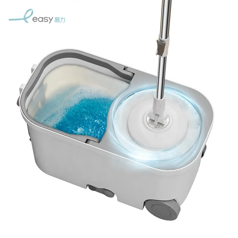 Microfiber Mop and Bucket Floor Cleaning System Floor Mop Stainless Steel Mop Handle with 6Pcs pads