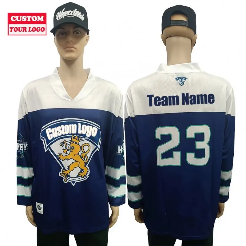 Sublimated Embroidery Patch Logo Oversize Team Ice Uniform Jersey Custom Practice Custom Reversible Hockey Jerseys