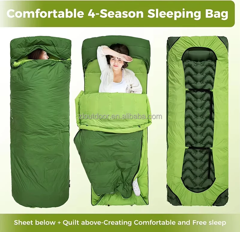 Ultralight Down Sleeping Bag Camping Blanket Duck Down Stuffed 4 Season Inflatable Sleeping Pad Topquilt Down Sleeping Bag
