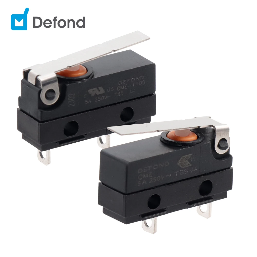 Defond manufacturer micro lever switches 2pin 5A 250V T85 CME-1105-B-FAS31-03R blade micro switches ul