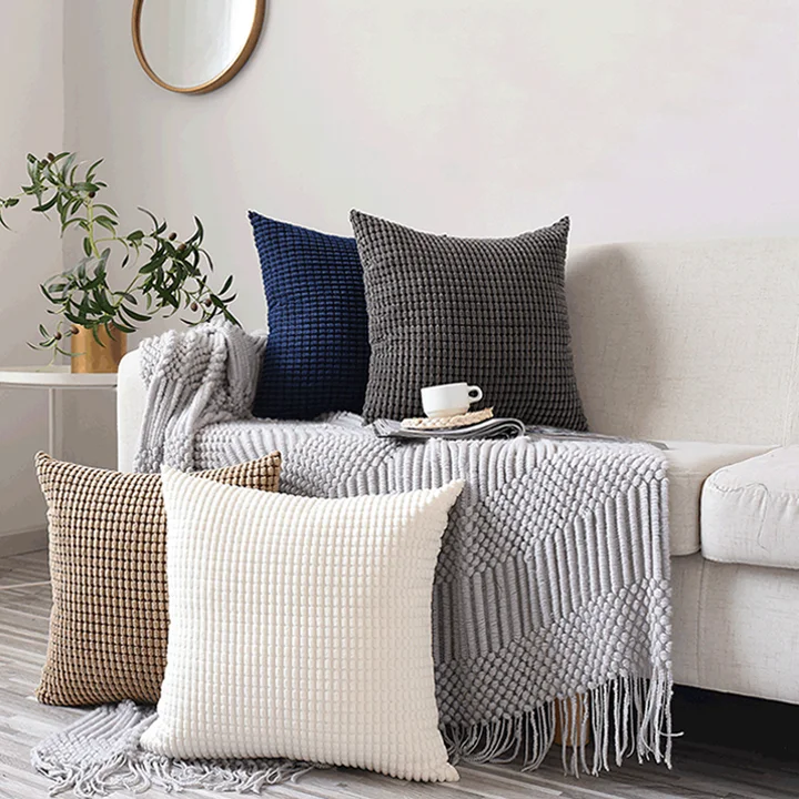 Nordic Luxury Velvet Sofa Solid Color Throw Pillow Case Square Corduroy Plain Cushion Cover for Home Decor Couch