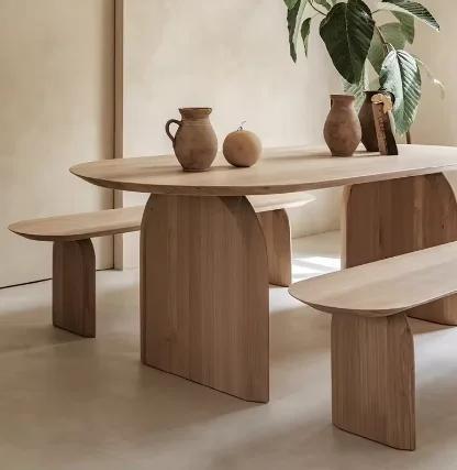 Modern Nordic Solid Wood Dining Table Set for Home for Restaurant & Living Room Use