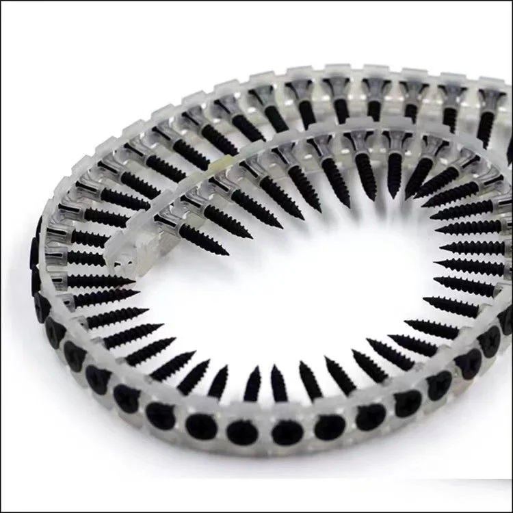 Plastic Strip Collated Fine/Coarse Thread High Quality Chain Drywall Screw Black Phosphate  Gypsum Screw