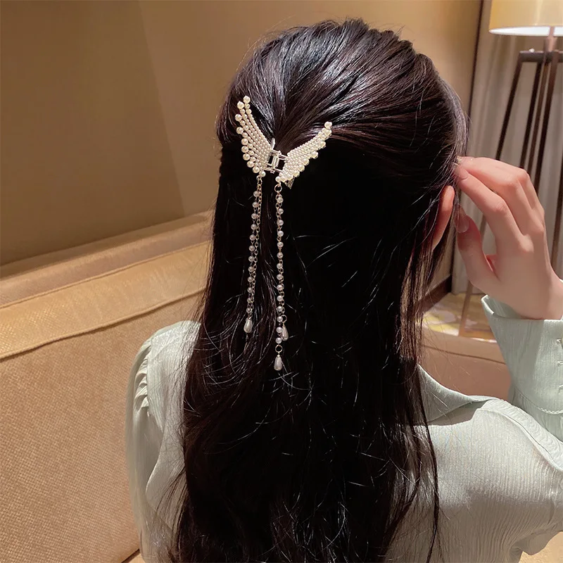 personality grace cute butterfly pearl hairpin modern simple beauty girl hair accessories