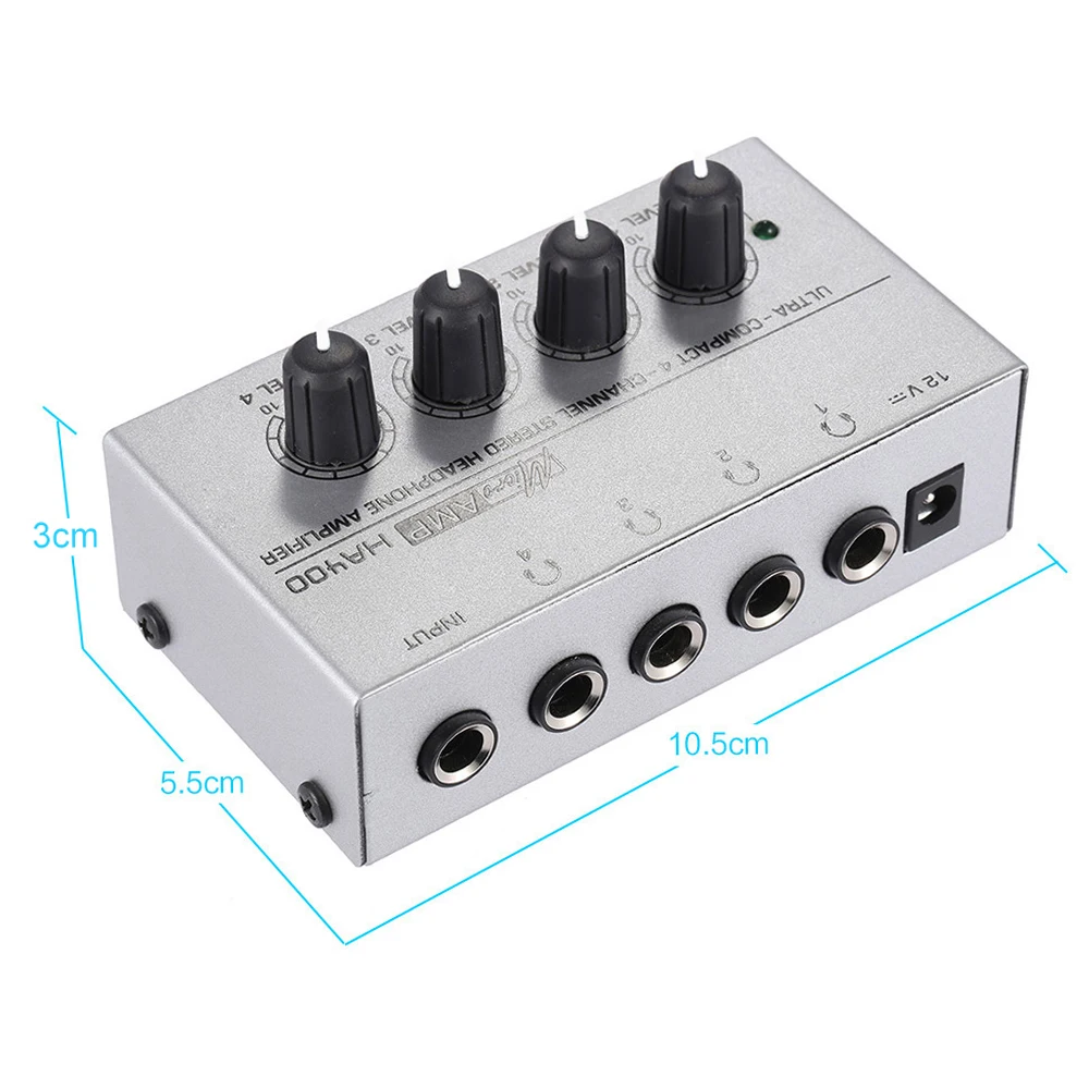 HA400 Ultra-compact 4 Channels Mini Audio Stereo Headphone Amplifier Audio Amp
