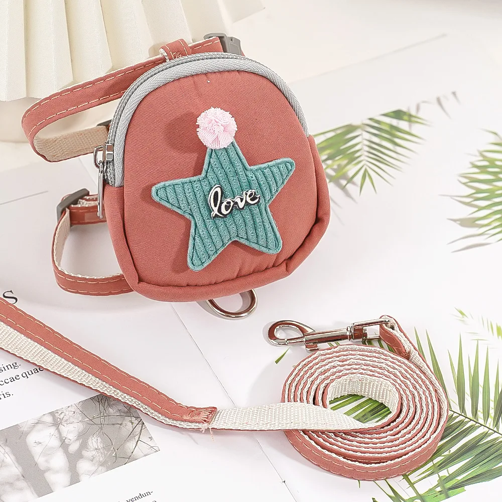 Pet backpack anti breakout chest strap traction rope cat and dog supplies