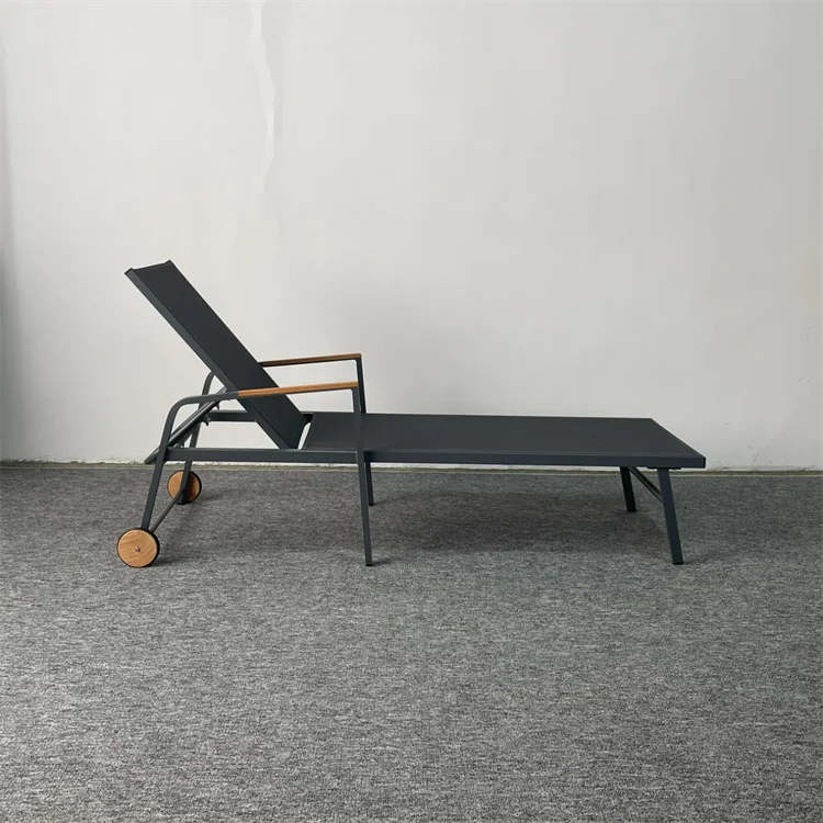 Luxury Hotel Chaise Lounge Customizable Teak Wood Sun Lounger Chair for Pool Beach Garden Gym Fabric Sunbed for Outdoor Use