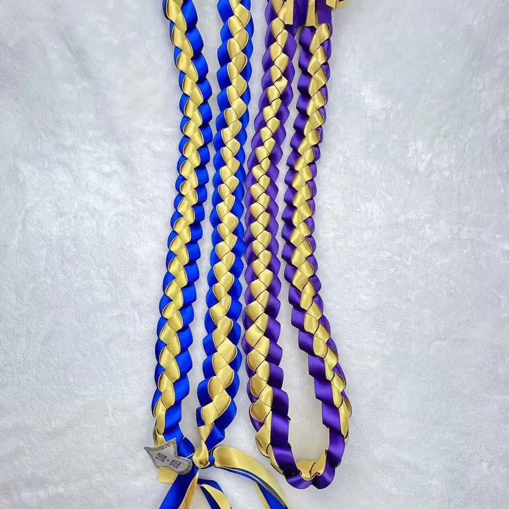Graduation Gift Handmade Double Braided Necklace Adjustable 2024 Graduates Ribbon Lei