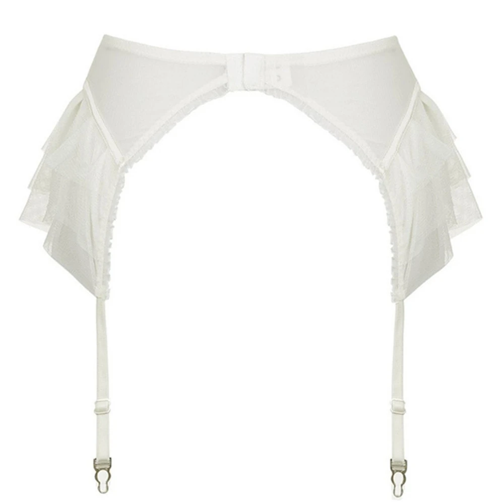 Ультратонкая Соблазнительная сеточка с оборками в стиле ретро, прозрачная, с зажимом для подвязки