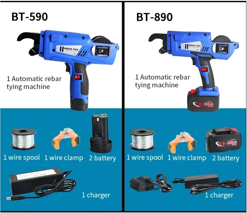 BRZZ Hot sale BT890 Steel Bar Rod wire tie twisting tool rebar ties gun 8-34mm cordless handheld steel bar strapping machine
