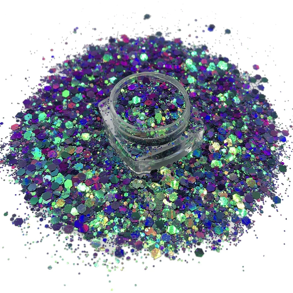 Manufacturer PET Color Shifting Polyester Chameleon Chunky Fine color changing Glitter