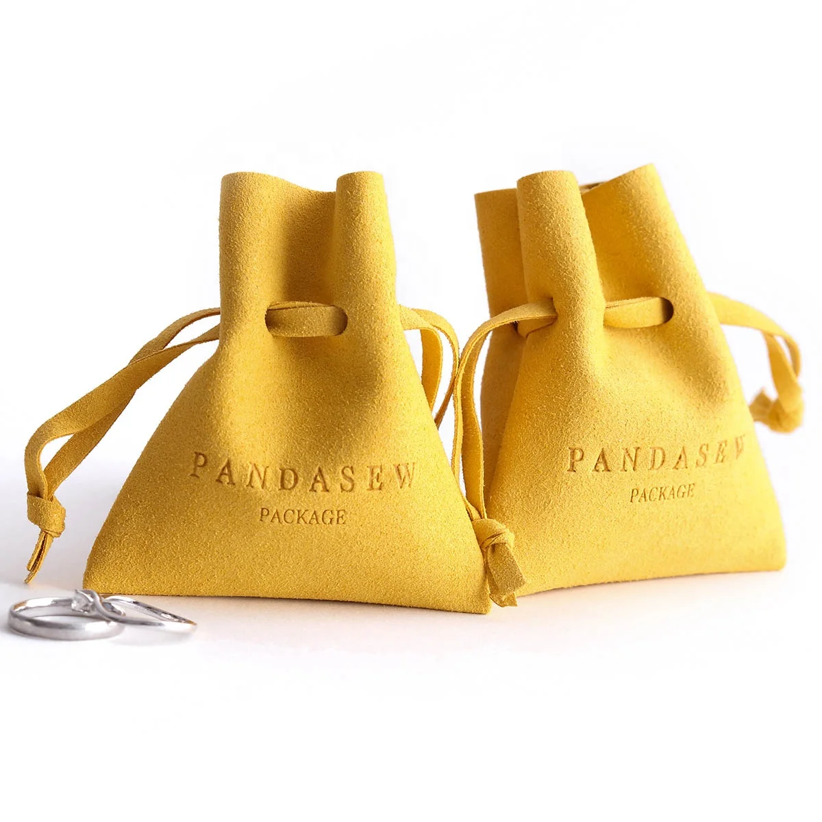 PandaSew Custom Logo Small Microfiber Jewelry Pouch Rings earrings Packaging Bag