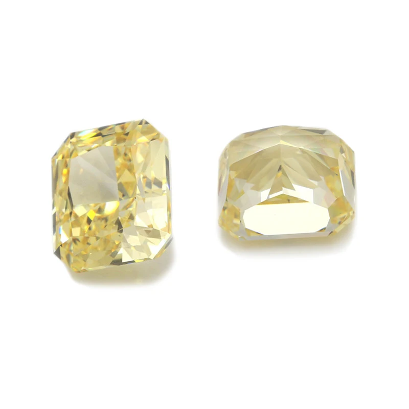 Jinying 14k Iced Flower cut Canary Yellow cubic zirconia Radiant cut 6x4mm-12x10mm loose cz stones for jewelry making