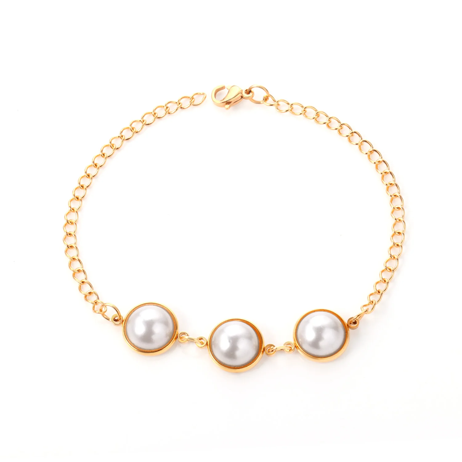 Браслет из циркониевых бусин Cymophane Pearl 18K позолоченный браслет нержавеющей стали для женщин