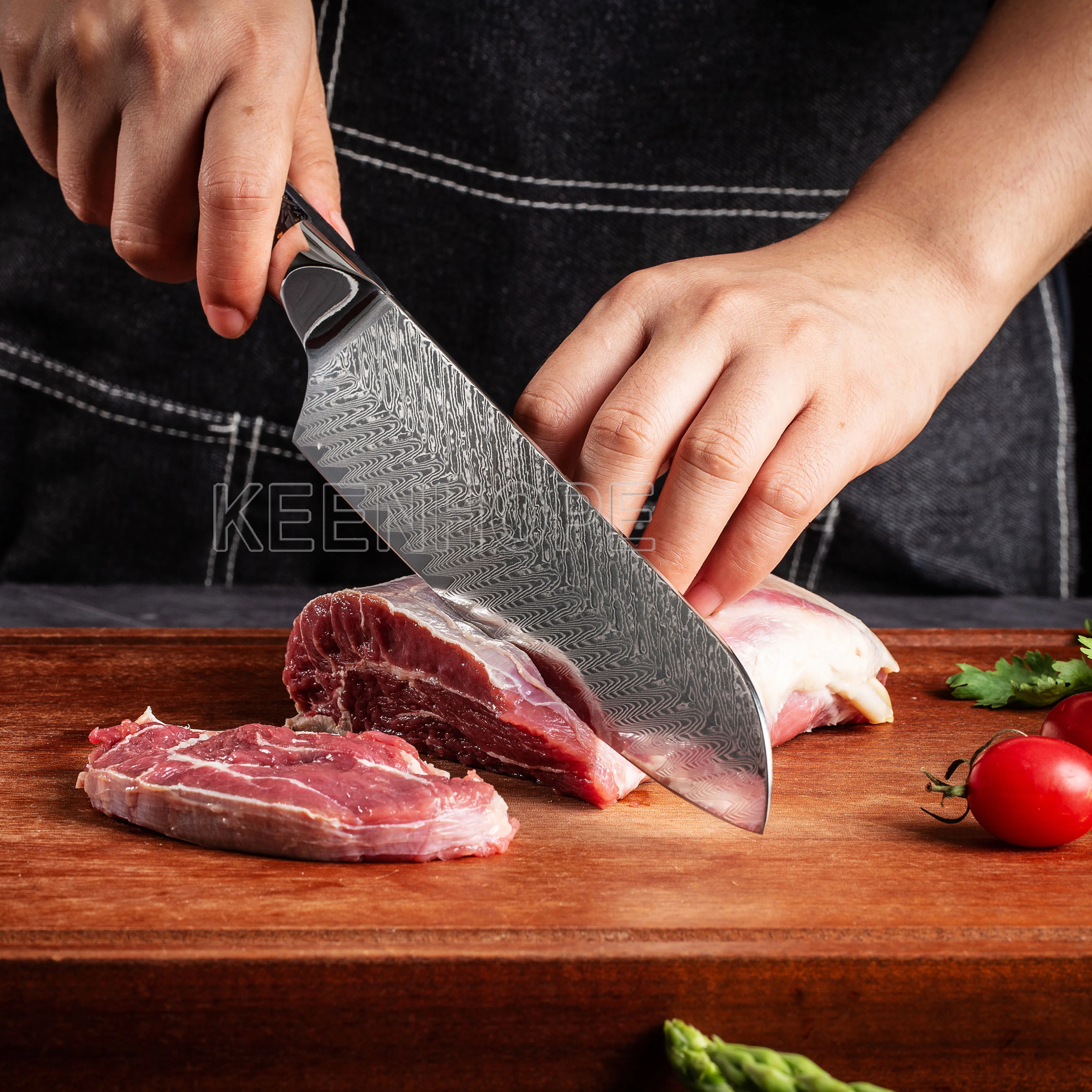 7 inch Santoku Knife with SS316 Bolster Composited Resin + Carbon Fiber Handle 67 Layers Damascus VG10 Knife