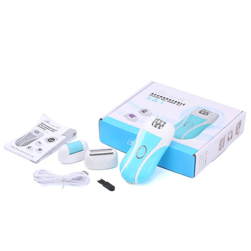 3 in 1 Unisex Epilator Professional Hair Remover Lady Shaver Painless Instant Depilation Set Electric Callus Remover Foot File