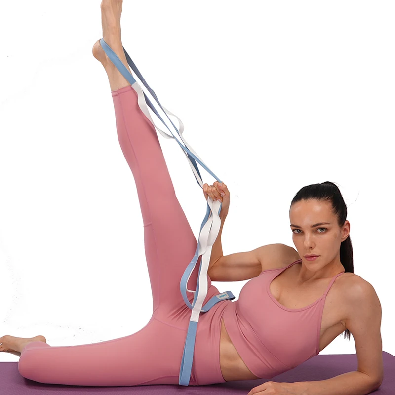 Custom Elastic Yoga Carry Band Flexible Loop Exercises Workout Foot Stretch Resistance Yoga Strap Belt
