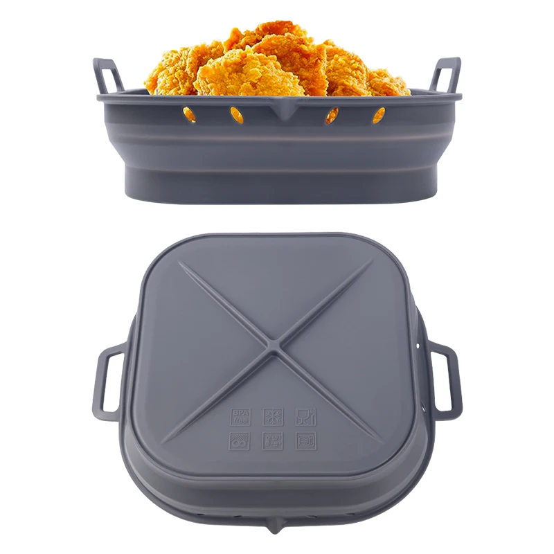 BPA Free Food Grade 8.5 Inch Air Fryer Silicone Mold Pots Airfryer Liners Baking Tray Mat Cake Pan Accessories for Air Fryer