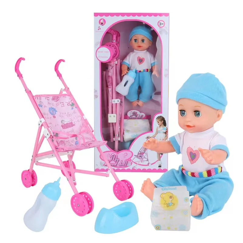 Wholesale 6-in-1 luxury Nursery Play set with Stroller baby dolls sets reborn doll kids