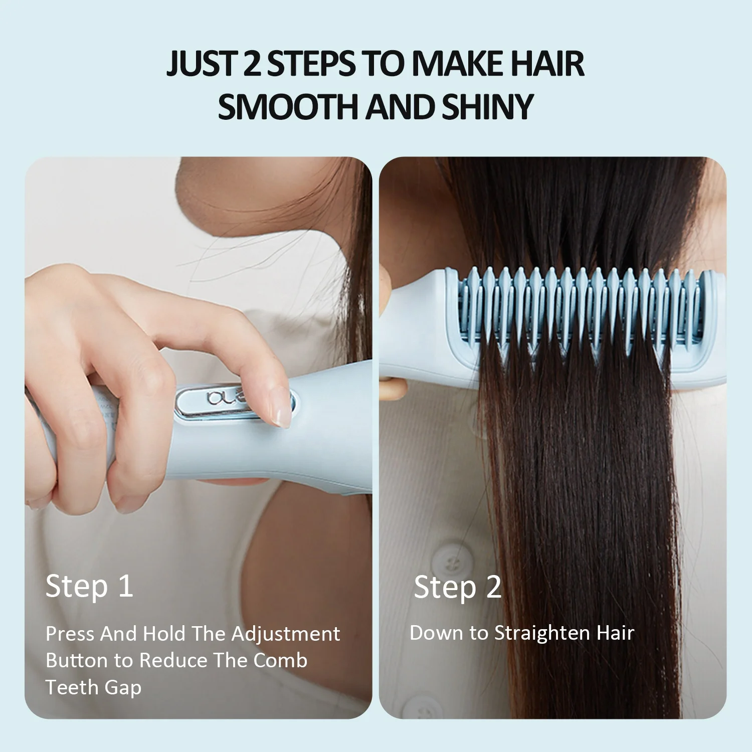 Lena Innovative Design Professional Flat Iron Comb Portable Ceramic Ionic Electric Hot Comb Hair Straightener Brush