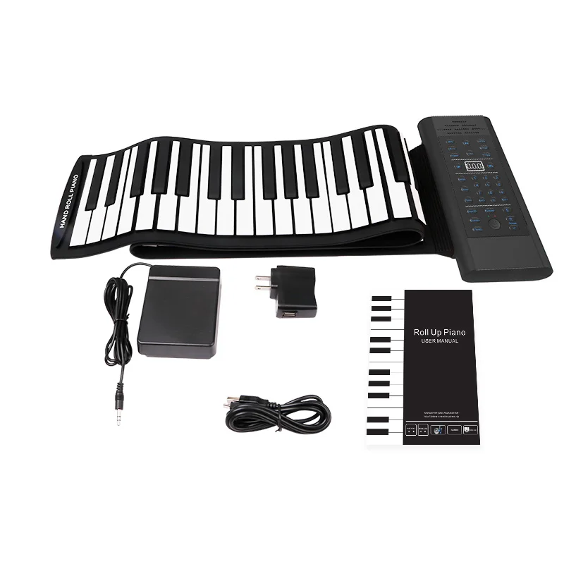 61 Keys Flexible Piano Roll Up Soft Electronic Foldable Keyboard Synthesizer With MIDI Out easy to carry away