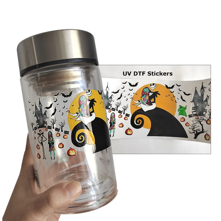 Custom Name Christmas Style Movie Bottle 16Oz Wraps Private Vinyl  Water Printing 3D Logo Uv Transfer Sticker Label For Glass