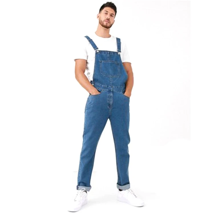 Wholesale Overall Trousers High Waist Denim Jeans Jumpsuit Suspenders For Men