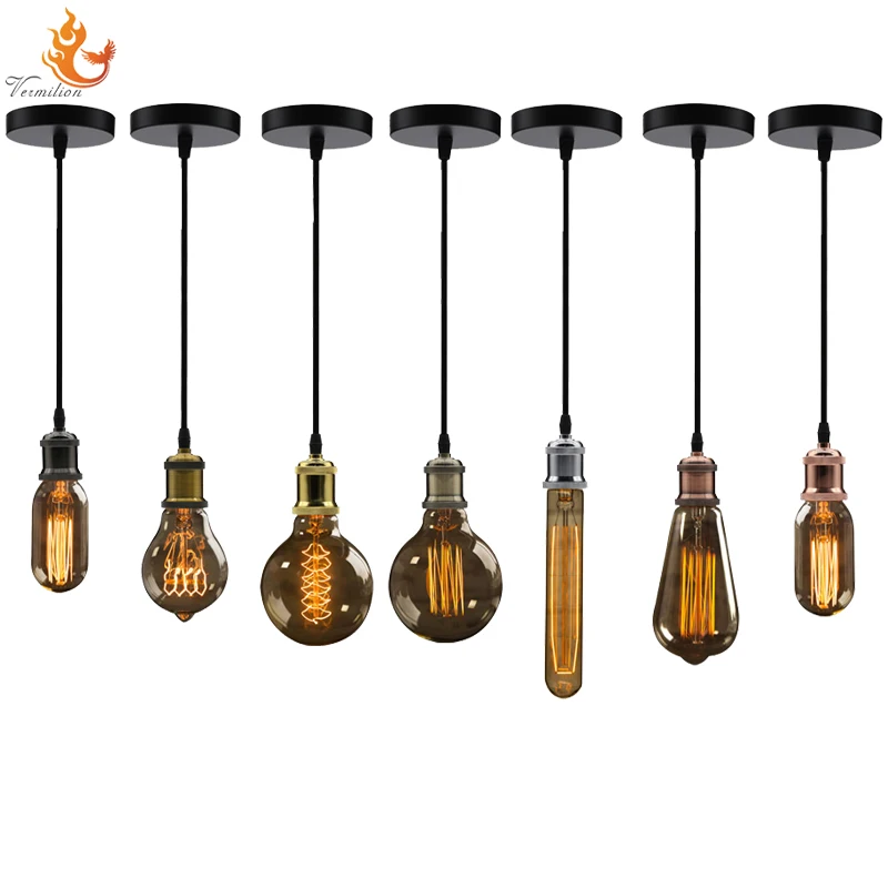 Aluminum Pendant Light E27 Lamp holder for 110V 220V led/ Edison bulb Vintage Retro decor hanging Lamp for Restaurant/bar